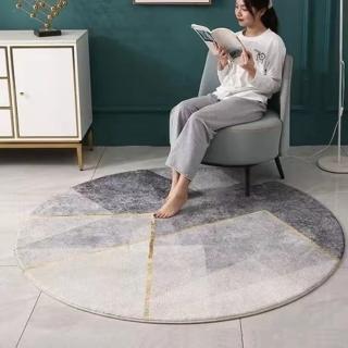 【House Deco 吾所飾室】幾何抽象圓形仿羊絨地毯-100cm(北歐跨境客廳地毯臥室床邊衣帽間加厚圓毯)