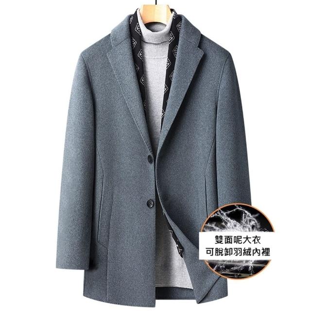 【米蘭精品】現貨+預購 毛呢外套羊毛大衣(保暖圍巾領真90%白鴨絨羽絨內膽男外套2色74de73)