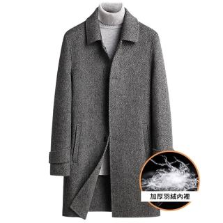【米蘭精品】現貨+預購 毛呢外套羊毛大衣(保暖長版單真90%白鴨絨羽絨內膽男外套74de65)