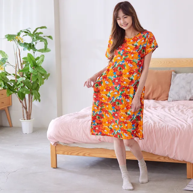 【Wonderland】4件組-100%天然植蠶花漾睡衣洋裝