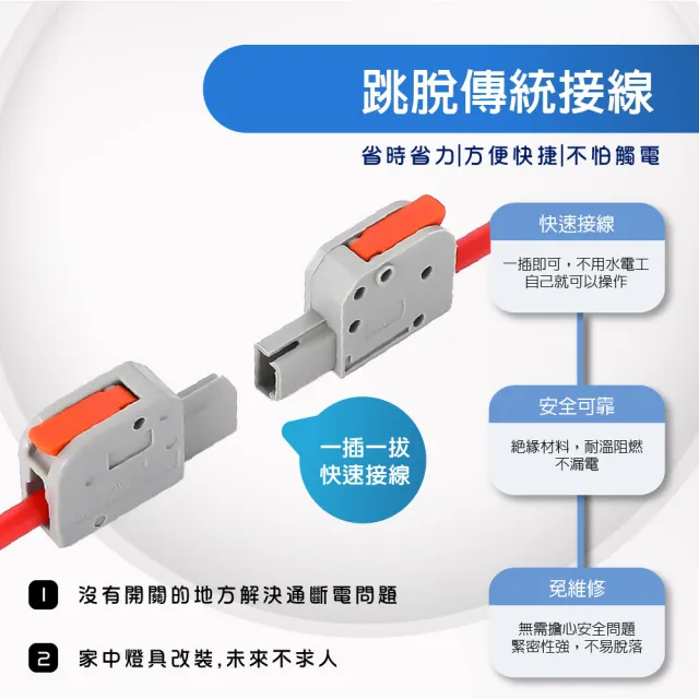 【青禾坊】對接式一進一快接頭-30個(電線連接器/快速配線/燈具接線夾/接線端子/快速接頭/電火布)