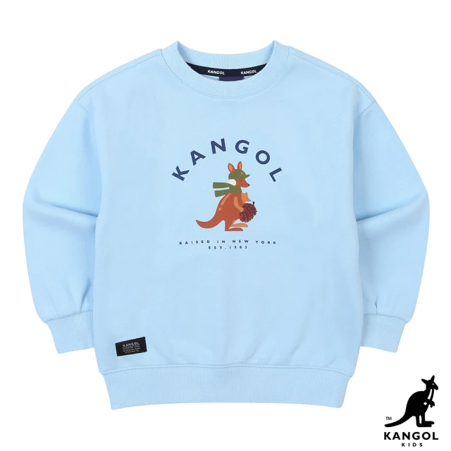 KANGOL 韓國-KIDS 森林袋鼠刷毛厚棉上衣-淺藍色(W22AK004LB)