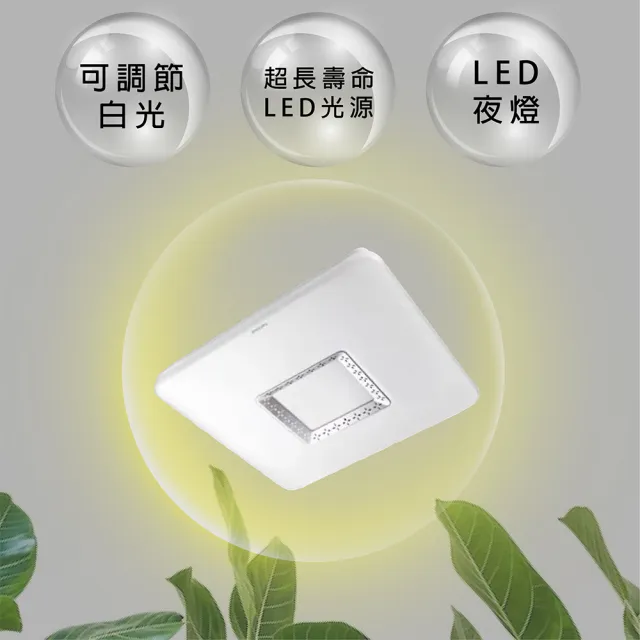 【Philips 飛利浦】悅雅 61352 方形吸頂燈 LED 40W 壁切四段(適用2~3坪)