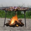【May Shop】戶外大號燒烤盤大型盤型鑄鐵平底鍋野營煎鍋鍛鐵烤爐烤肉架