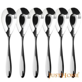 【Just Home】優質304不鏽鋼水滴型湯匙18cm 6件組(飯匙/臺式湯匙)