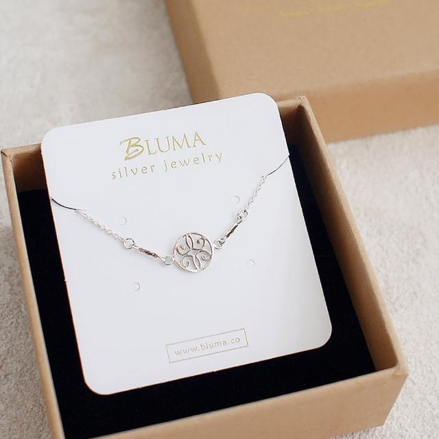 【BLUMA】925純銀腳踝鏈 幸運符純銀腳鍊(聖誕禮物 925細緻抗敏腳踝鏈 歐風鏤空圖騰 文藝知