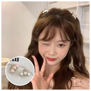 【HaNA 梨花】CHIC可愛感．蜜桃牛奶愛心小抓夾瀏海夾一對入(小髮夾 邊夾 收碎髮 韓國髮夾)