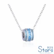 【925 STARS】純銀925藍色海洋水晶轉輪造型項鍊(純銀925項鍊 藍色項鍊 水晶項鍊)