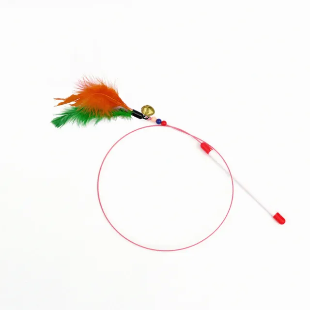 【PETA】鋼絲羽毛逗貓棒貓玩具(羽毛玩具彈性逗貓棒)