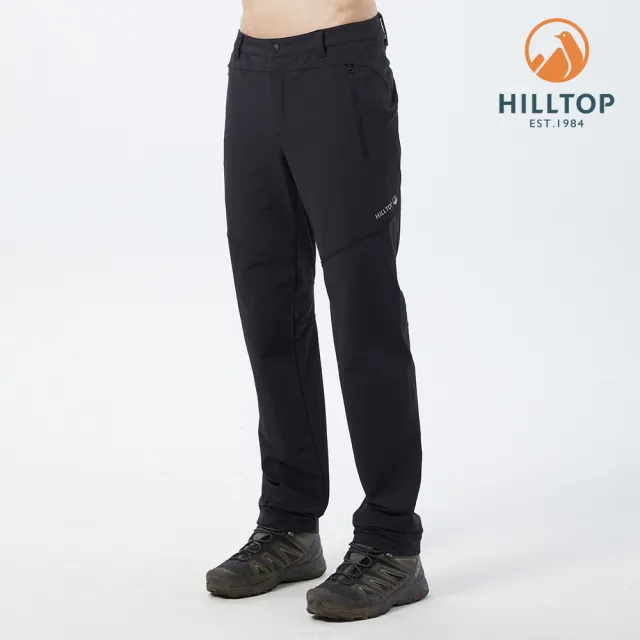 【Hilltop 山頂鳥】Hilltop Outdoor 男款超潑水彈性保暖長褲 PH31XMN1 黑