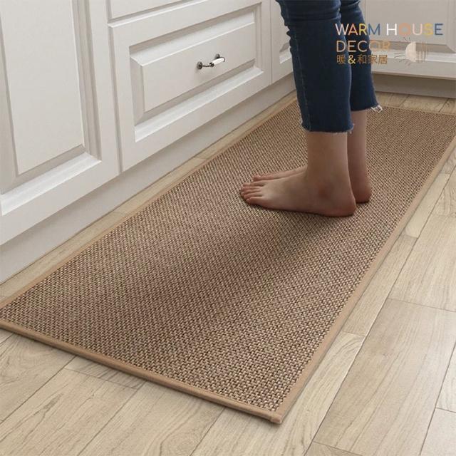 【Warm House Decor 暖和家居】棉麻廚房地墊小款44*75cm(可水洗 防滑地墊 廚房地墊)