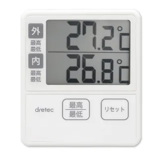 【DRETEC】新室內室外溫度計-冰箱&水族箱適用-象牙白(O-285IV)