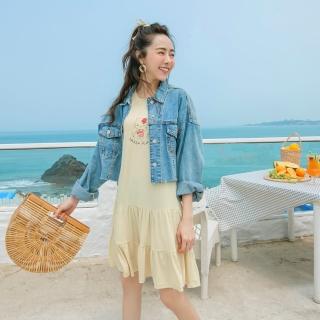 【OB 嚴選】清涼關係學涼感夏威夷Kitty涼感圖樣垂墜蛋糕洋裝 《KB1240》