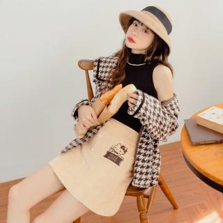 【OB 嚴選】KITTY拿鐵咖啡系列麂皮雙口袋排釦褲裙 《KB1425》