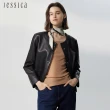 【JESSICA】簡約百搭顯瘦柔軟羊皮圓領皮衣外套224Z01（黑）
