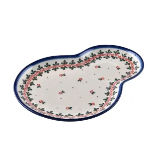 【波蘭陶】Vena  葫蘆造型餐盤 陶瓷盤 菜盤 點心盤 沙拉盤 波蘭手工製(玫瑰花圈系列)