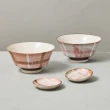 【有種創意食器】日本美濃燒 - 粉紅格紋碗碟 - 禮盒組(4件式)