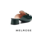 【MELROSE】經典俐落金釦方頭高跟穆勒拖鞋(綠)