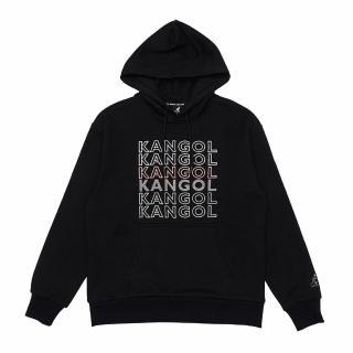 【KANGOL】長袖 帽T 黑彩 滿版刺繡LOGO 中性(6255105520)