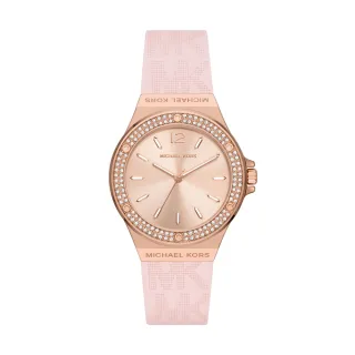 【Michael Kors】引領潮流時尚腕錶-玫瑰金X粉膠帶(MK7282)