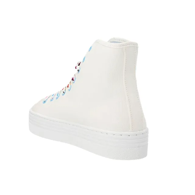 【Chiara Ferragni】刺繡LOGO 高筒厚底帆布鞋-白色(EU37、EU38、EU39)