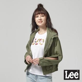 【Lee 官方旗艦】女裝 休閒外套 / 薄款防風短版 墨綠色 季節性版型(LL1901169RY)