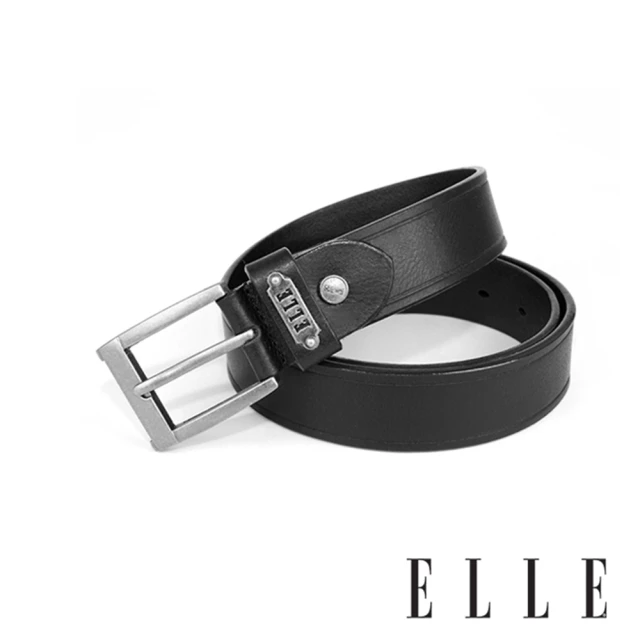 【ELLE HOMME】品牌休閒皮帶/商務皮帶-基本款金屬方框(黑色/咖啡)