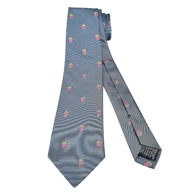 【Paul Smith】爆米花圖騰絲綢領帶(淺灰藍)