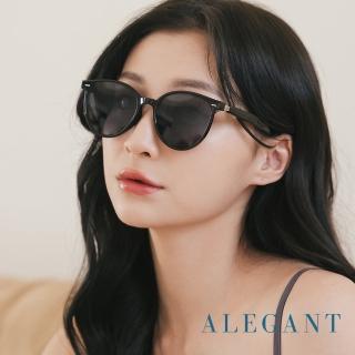 【ALEGANT】豹影黑清新簡練品味設計波士頓圓框輕量TR90寶麗來偏光墨鏡/UV400太陽眼鏡(奧克蘭的黑沙海岸)