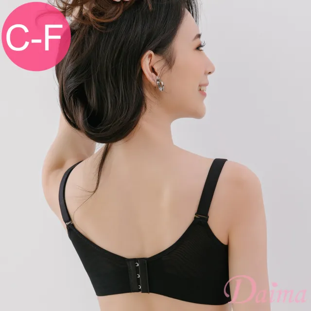 【Daima 黛瑪】無鋼圈C-F大尺碼機能包覆抹胸平口蕾絲內衣(黑色)