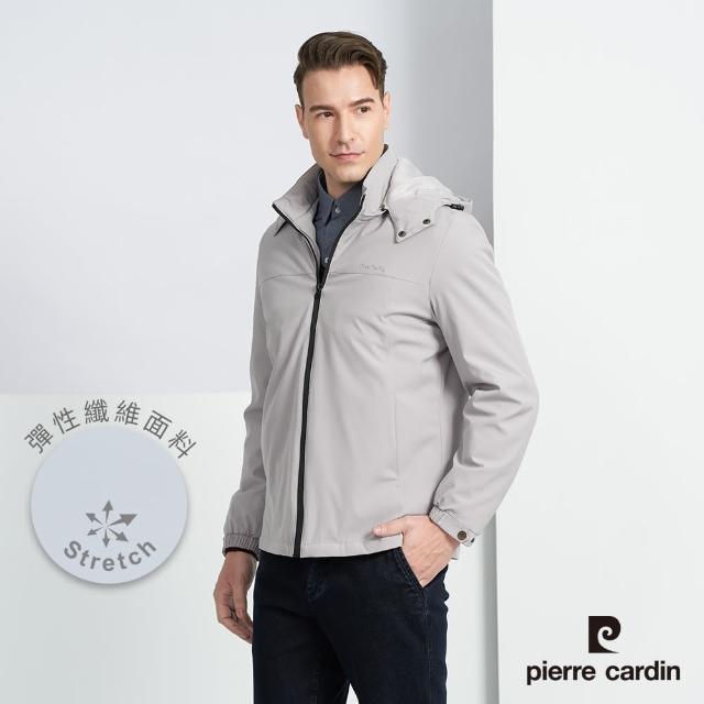 【pierre cardin 皮爾卡登】商務休閒 男款 都會休閒連帽保暖鋪棉外套-淺灰色(5225762-92)