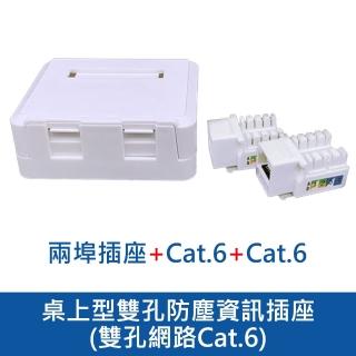 【臺灣霓虹】桌上型雙孔防塵資訊插座-雙孔網路Cat.6