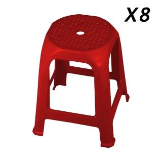 【ONE 生活】財旺四角塑膠椅8入/組 臺灣製(PP耐衝擊新料/抗UV/透過SGS檢驗)