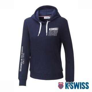 【K-SWISS】刷毛連帽上衣 Fleece Hoodie-女-藍(197271-426)