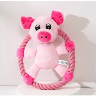 【May Shop】寵物療癒系小豬小鴨小熊飛盤狗狗拋擲玩具(寵物玩具 發聲玩具)