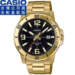 【CASIO 卡西歐】卡西歐鋼帶男錶-金(MTP-VD01G-1B 全配盒裝)