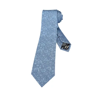 【Paul Smith】玫瑰緹花設計內裡花卉絲綢領帶(淺藍)