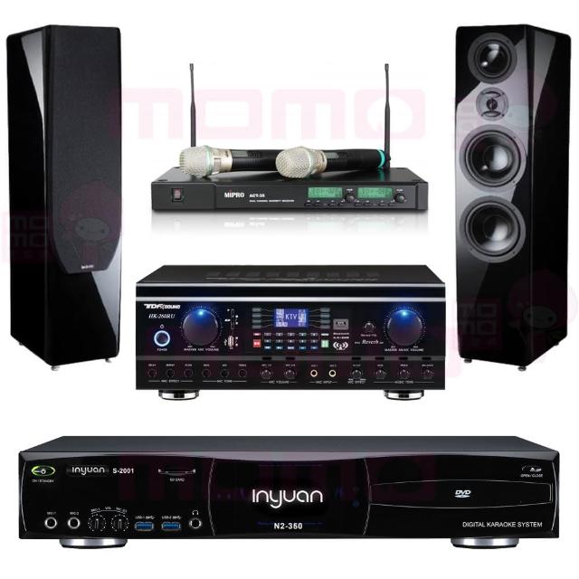 【音圓】S-2001 N2-350+TDF HK-260RU+ACT-35B+P-889 鋼烤版 黑(點歌機4TB+擴大機+無線麥克風+喇叭)