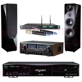 【音圓】S-2001 N2-350+SUGAR AV-8800+ACT-65II+P-889 鋼烤版 黑(點歌機4TB+擴大機+無線麥克風+喇叭)