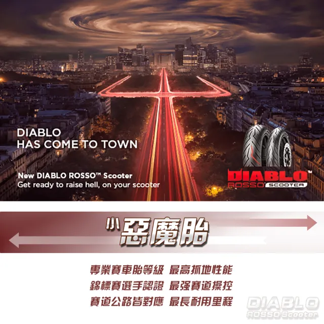 【PIRELLI 倍耐力】DIABLO ROSSO Scooter速克達專用 15吋(120/70-15 56S)