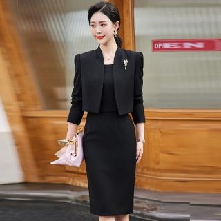 【巴黎精品】現貨+預購 西裝套裝兩件套(短版外套無袖洋裝女西服4色p1al47)