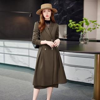 【巴黎精品】現貨+預購 西裝套裝兩件套(風衣外套窄版半身裙女西服3色p1al24)