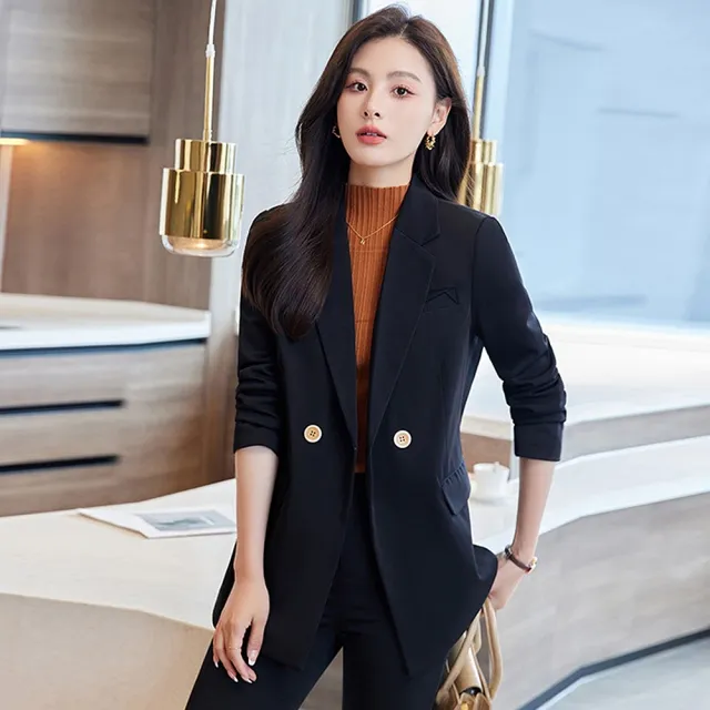 【巴黎精品】現貨+預購 西裝套裝兩件套(長款外套長褲秋冬女西服3色p1al42)