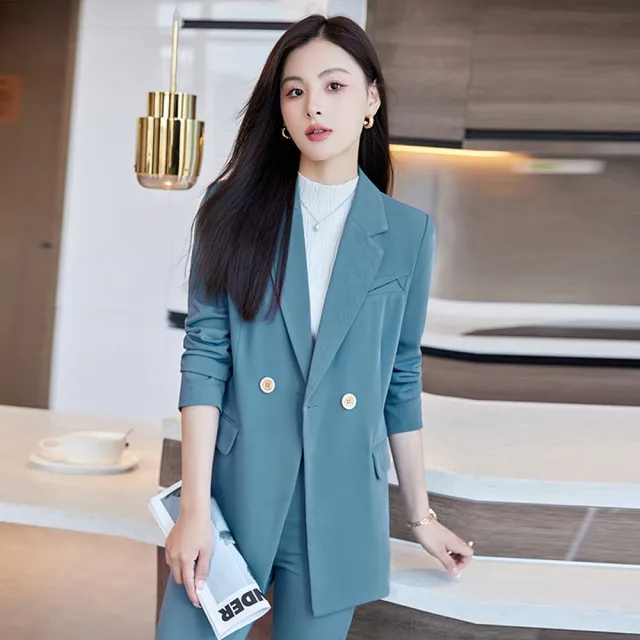 【巴黎精品】現貨+預購 西裝套裝兩件套(長款外套長褲秋冬女西服3色p1al42)