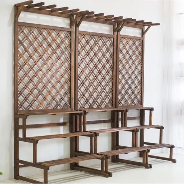 【園藝世界】防腐木花架陽台三層梯落地式庭院☆外花架75x70x200cm(花架)