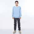 【JEEP】男裝 跳色領休閒寬版刷毛長袖POLO衫(藍色)