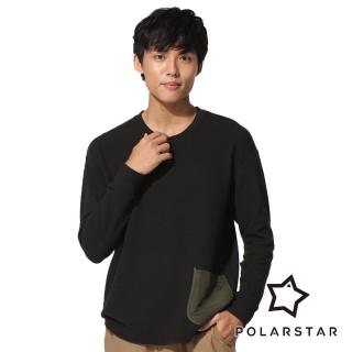 【PolarStar 桃源戶外】男 吸排休閒圓領貼袋衣『黑』P22905(戶外 休閒 露營 保暖 冬季 圓領)