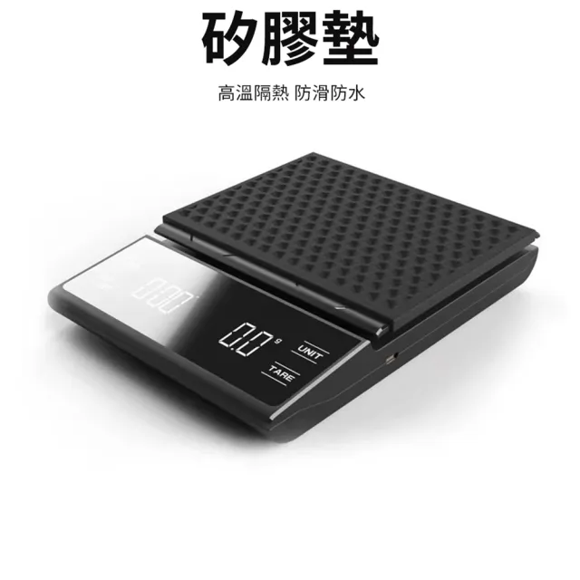 【Nil】家用手沖咖啡高精度電子秤 計時LCD顯示觸摸屏 烘焙秤/廚房料理秤/藥材秤（0.1g/3kg）