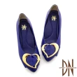 【DN】跟鞋_MIT時尚全真皮尖頭金屬飾扣低跟鞋(藍)