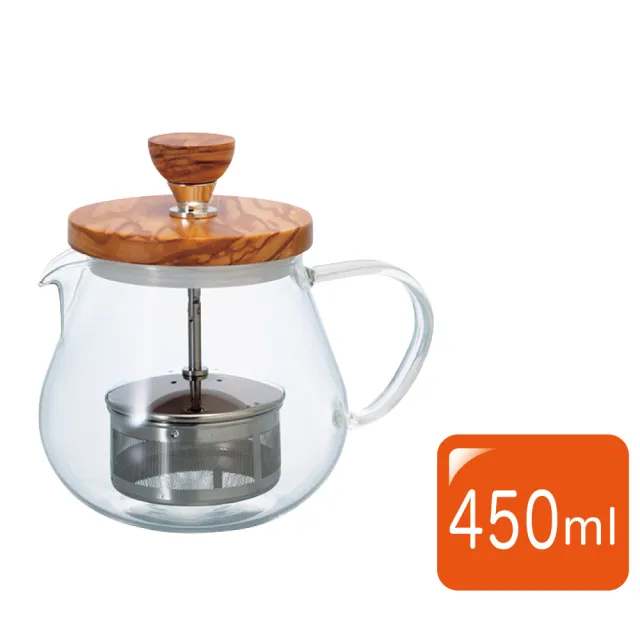 【HARIO】HARIO 橄欖木濾壓茶壺 450ml(TEO-45-OV)